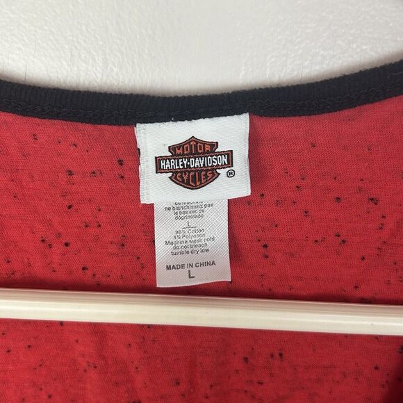 HARLEY-DAVIDSON State College Pa Women’s Red Black Skull Tank Top SIZE L - Picture 3 of 6